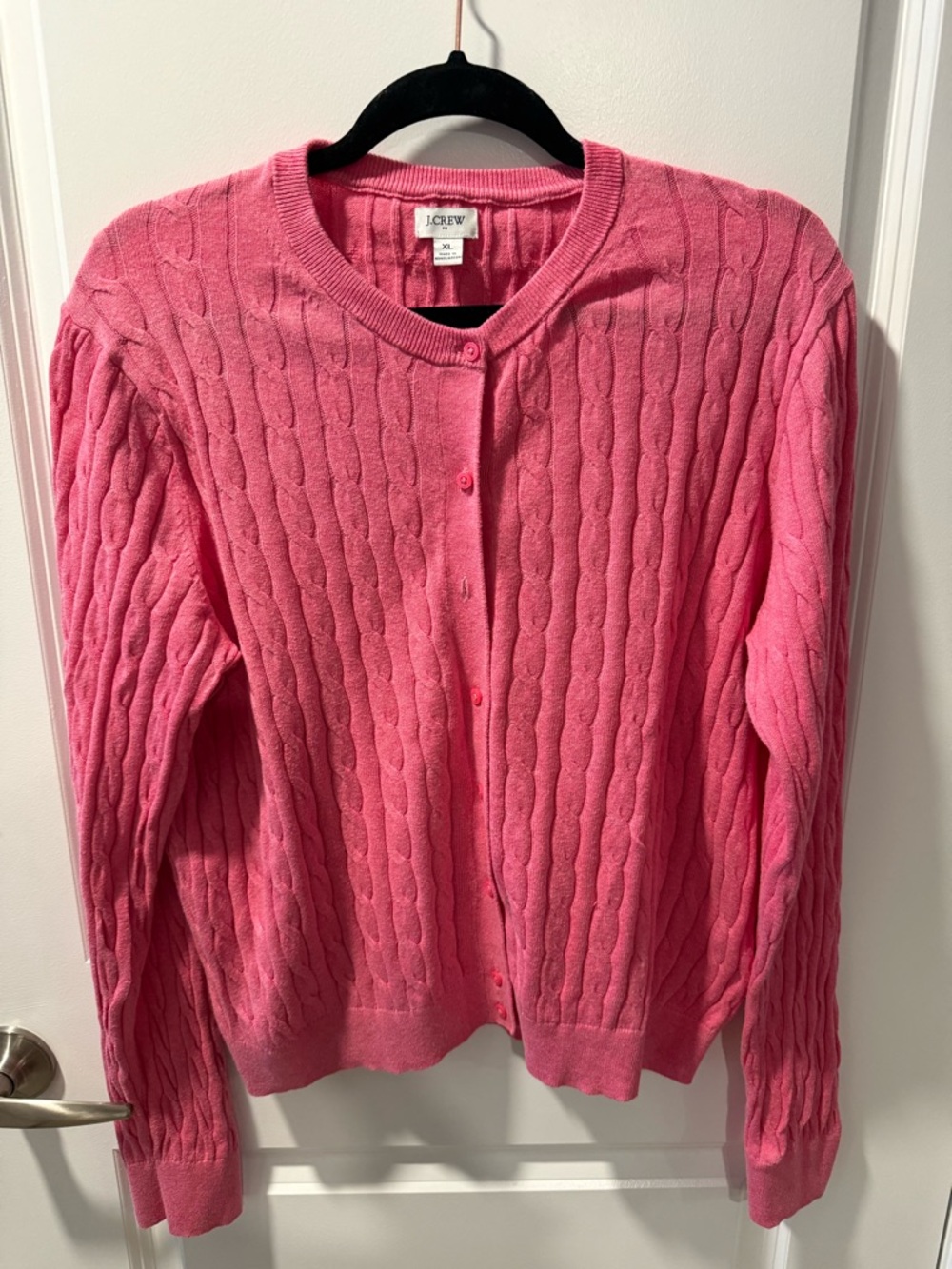 J. Crew Pink Cable-Knit Button-Front Cardigan